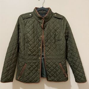 Talbots Quilted Field Jacket in Olive and Brown
